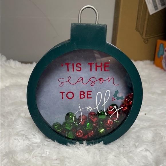 Source Unknown Other - Festive Green and Red Holiday Ornament filled with jingle bells